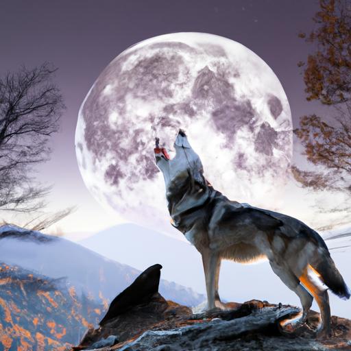 Một con sói đơn độc với tiếng hú lạnh lùng vang vọng trong không gian thiên nhiên tuyệt đẹp.