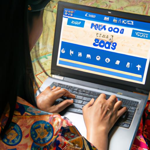 Người phụ nữ duyệt trang web Soi Cầu Đaklak trên laptop để nhận dự đoán xổ số