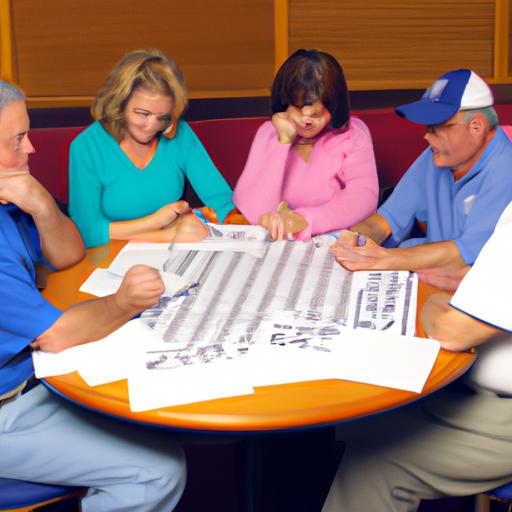 Nhóm người chơi lô đề tập trung quanh bàn với giấy và bút, thảo luận về dự đoán số xsmb của họ.