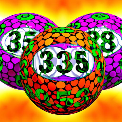 Hình ảnh trừu tượng về các quả bóng xổ số màu sắc với số 368 trên một trong số chúng.