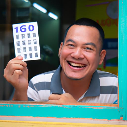Người cười tươi khi giữ vé số với số trúng dự đoán bởi dịch vụ Soi Cầu Miền Nam Onebox63